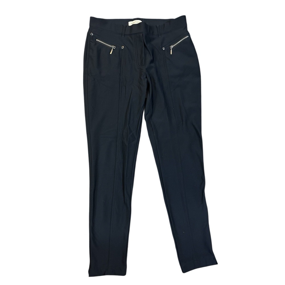 Stehmann Black Trousers. Straight Leg, Stretch, Zippers Sz 8 Y2K